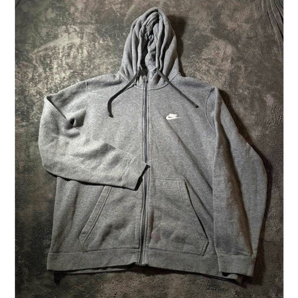 Nike Sportswear Club Fleece Full Zip Hoodie Charcoal Gray Mens XL BV2645-071